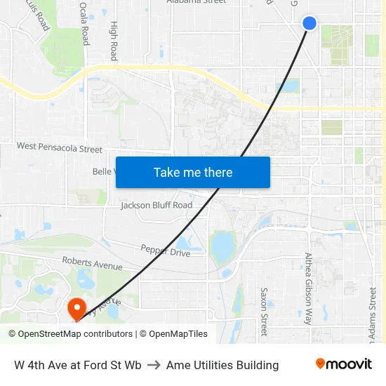 W 4th Ave at Ford St Wb to Ame Utilities Building map