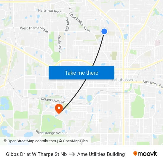 Gibbs Dr at W Tharpe St Nb to Ame Utilities Building map