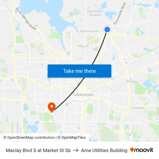 Maclay Blvd S at Market St Sb to Ame Utilities Building map