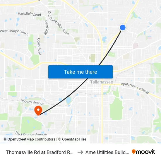Thomasville Rd at Bradford Rd Sb to Ame Utilities Building map