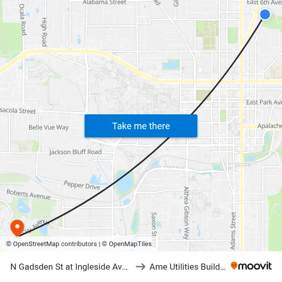 N Gadsden St at Ingleside Ave Nb to Ame Utilities Building map