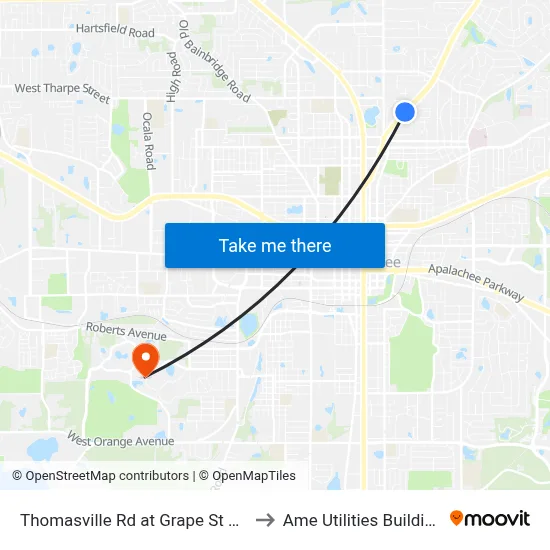 Thomasville Rd at Grape St Nb to Ame Utilities Building map