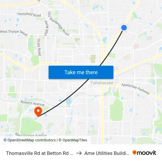 Thomasville Rd at Betton Rd Nb to Ame Utilities Building map