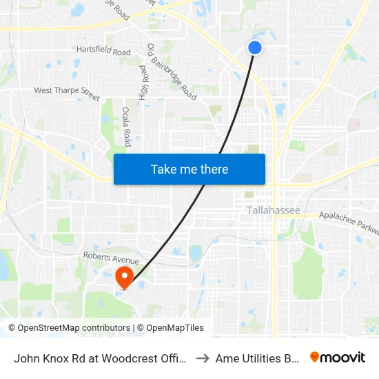 John Knox Rd at Woodcrest Office Park Eb to Ame Utilities Building map