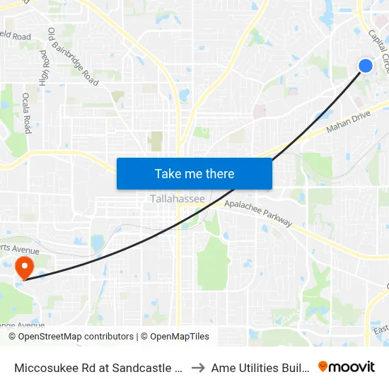 Miccosukee Rd at Sandcastle Dr Wb to Ame Utilities Building map