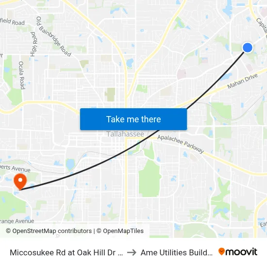 Miccosukee Rd at Oak Hill Dr Wb to Ame Utilities Building map