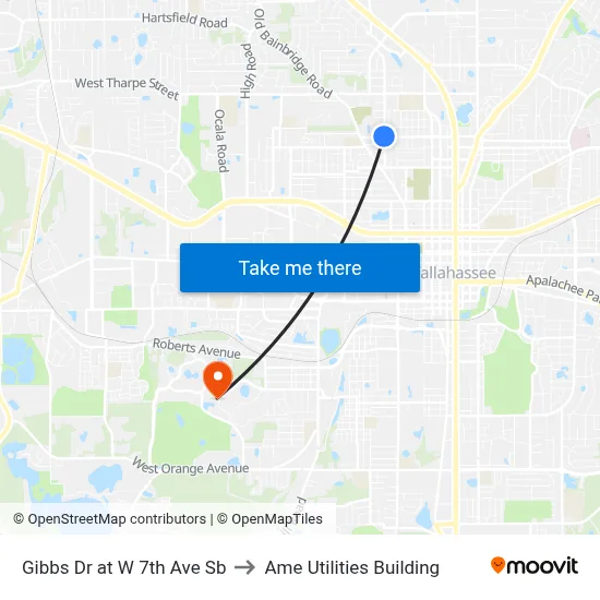 Gibbs Dr at W 7th Ave Sb to Ame Utilities Building map