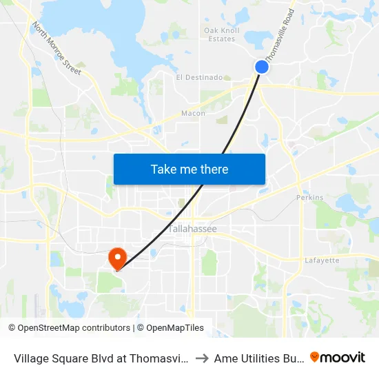 Village Square Blvd at Thomasville Rd Wb to Ame Utilities Building map