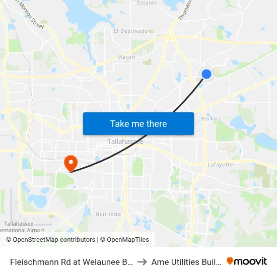 Fleischmann Rd at Welaunee Blvd Sb to Ame Utilities Building map