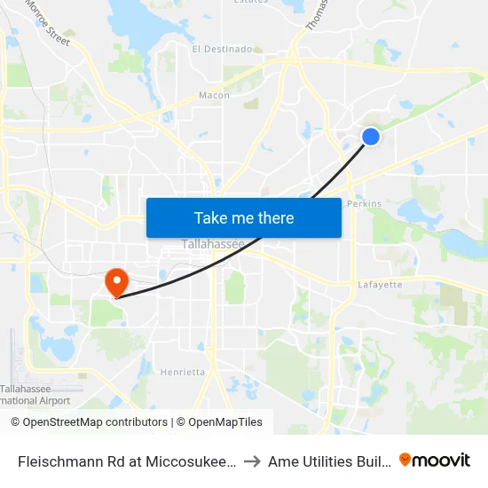 Fleischmann Rd at Miccosukee Rd Sb to Ame Utilities Building map