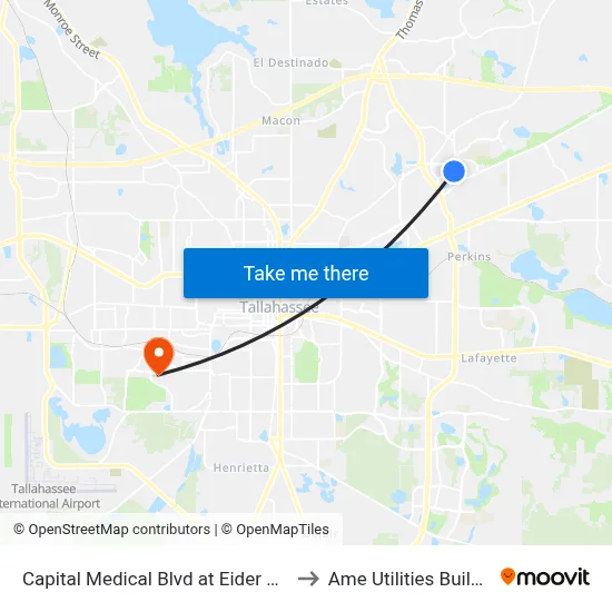 Capital Medical Blvd at Eider Ct Nb to Ame Utilities Building map