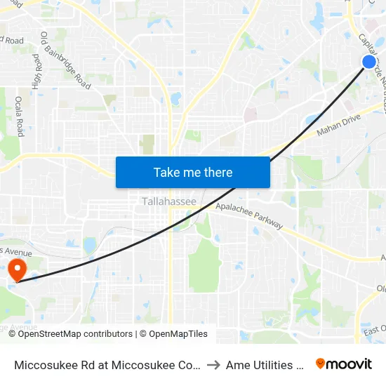 Miccosukee Rd at Miccosukee Commons Dr Eb to Ame Utilities Building map
