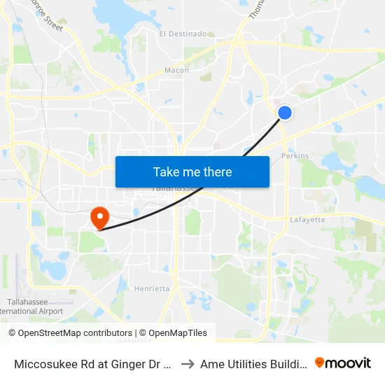 Miccosukee Rd at Ginger Dr Wb to Ame Utilities Building map