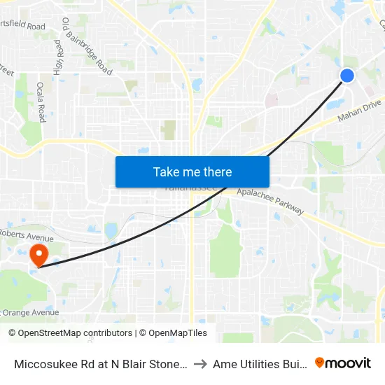 Miccosukee Rd at N Blair Stone Rd Wb to Ame Utilities Building map