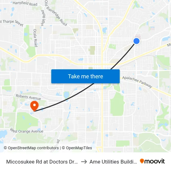 Miccosukee Rd at Doctors Dr Eb to Ame Utilities Building map