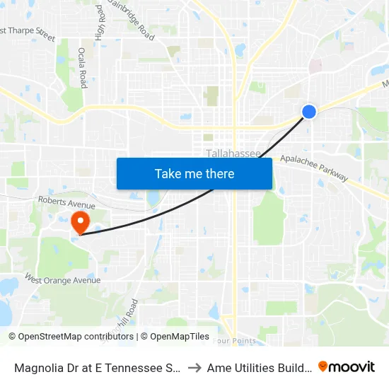 Magnolia Dr at E Tennessee St Nb to Ame Utilities Building map