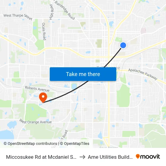 Miccosukee Rd at Mcdaniel St Eb to Ame Utilities Building map