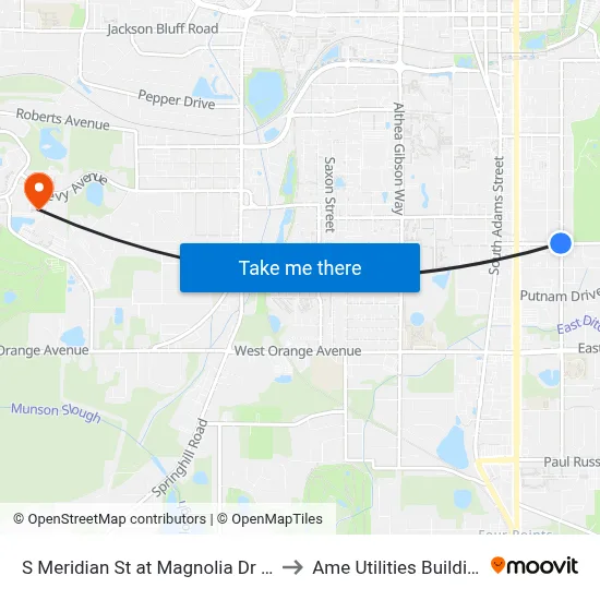S Meridian St at Magnolia Dr Sb to Ame Utilities Building map