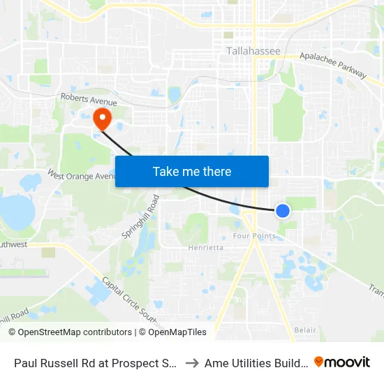 Paul Russell Rd at Prospect St Wb to Ame Utilities Building map