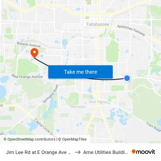 Jim Lee Rd at E Orange Ave Nb to Ame Utilities Building map