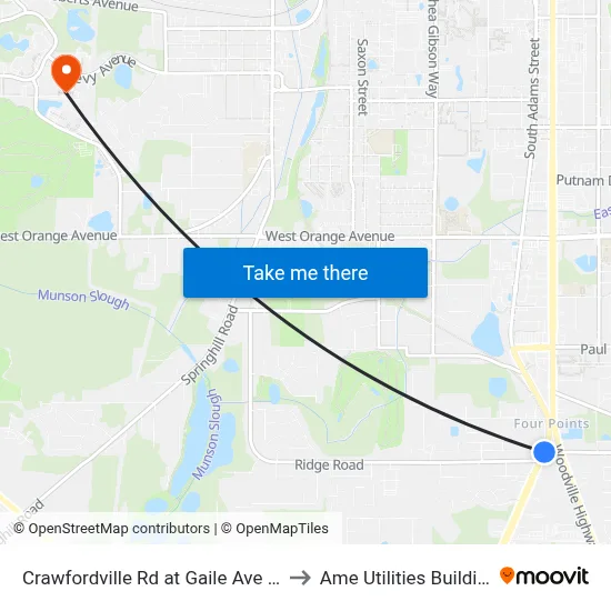 Crawfordville Rd at Gaile Ave Nb to Ame Utilities Building map