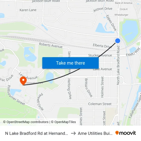 N Lake Bradford Rd at Hernando Dr Sb to Ame Utilities Building map