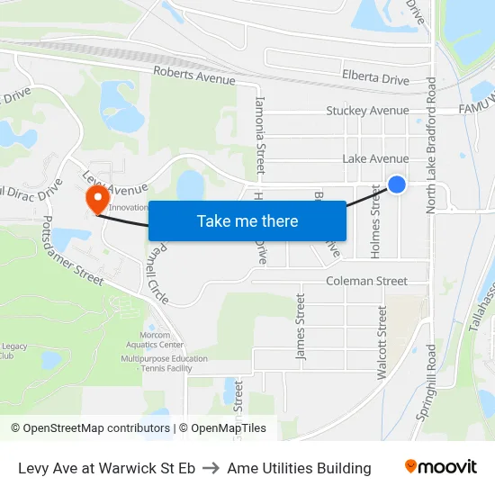 Levy Ave at Warwick St Eb to Ame Utilities Building map
