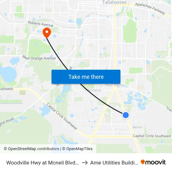 Woodville Hwy at Mcneil Blvd Sb to Ame Utilities Building map