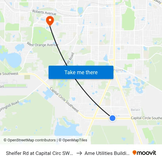 Shelfer Rd at Capital Circ SW Sb to Ame Utilities Building map