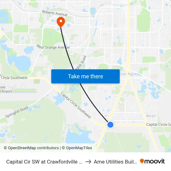 Capital Cir SW at Crawfordville Rd Wb to Ame Utilities Building map