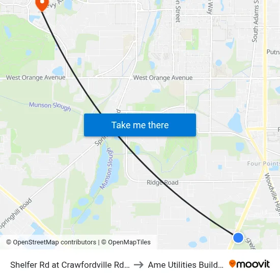 Shelfer Rd at Crawfordville Rd Nb to Ame Utilities Building map