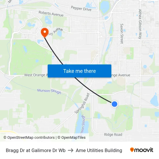 Bragg Dr at Galimore Dr Wb to Ame Utilities Building map