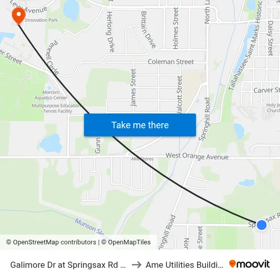 Galimore Dr at Springsax Rd Nb to Ame Utilities Building map