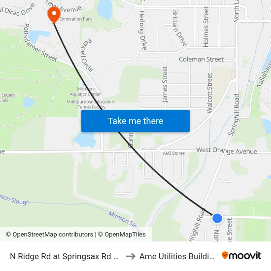 N Ridge Rd at Springsax Rd Sb to Ame Utilities Building map