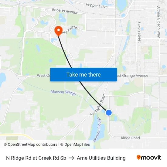 N Ridge Rd at Creek Rd Sb to Ame Utilities Building map