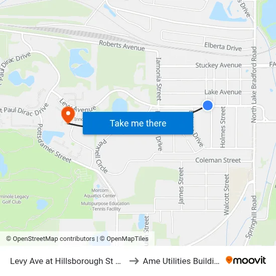Levy Ave at Hillsborough St Wb to Ame Utilities Building map
