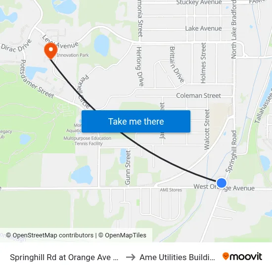 Springhill Rd at Orange Ave Sb to Ame Utilities Building map