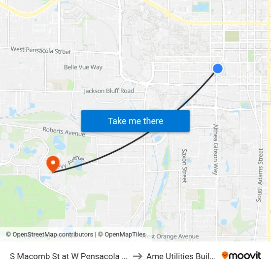 S Macomb St at W Pensacola St Nb to Ame Utilities Building map
