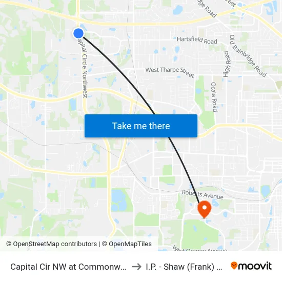 Capital Cir NW at Commonwealth Blvd to I.P. - Shaw (Frank) Building map