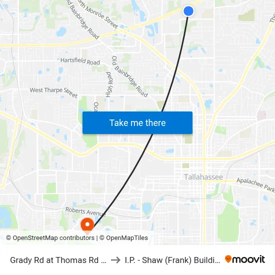 Grady Rd at Thomas Rd Eb to I.P. - Shaw (Frank) Building map
