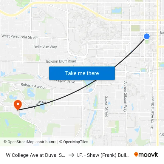 W College Ave at Duval St Eb to I.P. - Shaw (Frank) Building map