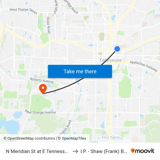 N Meridian St at E Tennessee St Nb to I.P. - Shaw (Frank) Building map