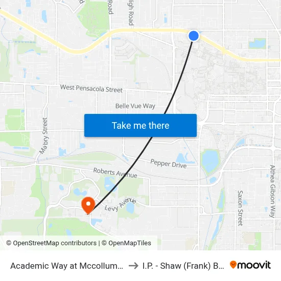 Academic Way at Mccollum Hall Wb to I.P. - Shaw (Frank) Building map