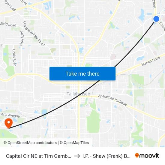 Capital Cir NE at Tim Gamble Pl Sb to I.P. - Shaw (Frank) Building map
