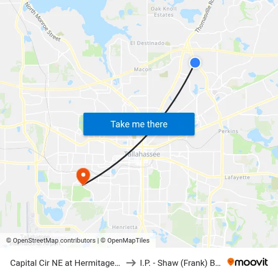 Capital Cir NE at Hermitage Blvd Sb to I.P. - Shaw (Frank) Building map
