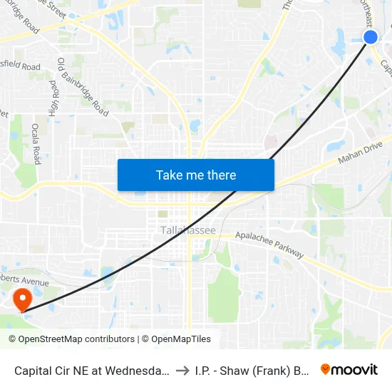 Capital Cir NE at Wednesday St Sb to I.P. - Shaw (Frank) Building map