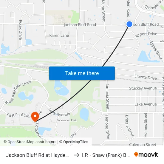 Jackson Bluff Rd at Hayden Rd Wb to I.P. - Shaw (Frank) Building map
