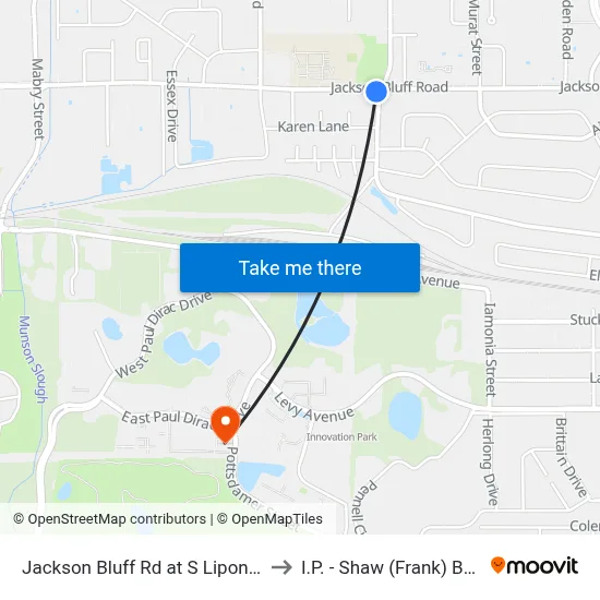 Jackson Bluff Rd at S Lipona Rd Eb to I.P. - Shaw (Frank) Building map