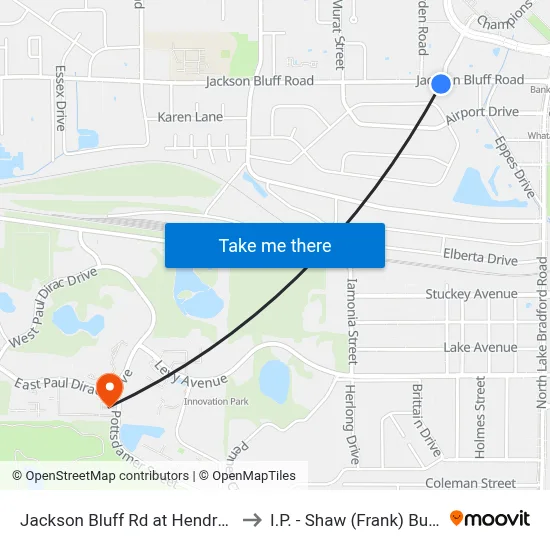 Jackson Bluff Rd at Hendry St Eb to I.P. - Shaw (Frank) Building map