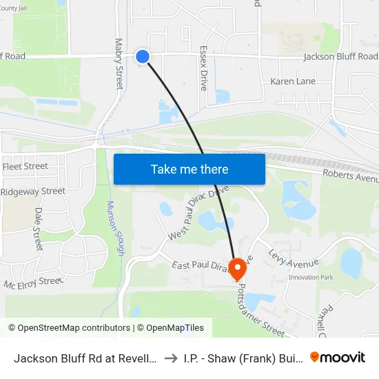 Jackson Bluff Rd at Revell St Eb to I.P. - Shaw (Frank) Building map